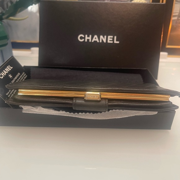 Authentic CHANEL Black Quilted Wallet with Gold Logo with box and COA. - Picture 11 of 17